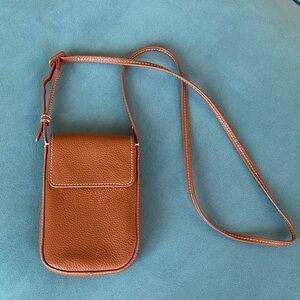 Quince Tan Leather crossbody cell phone/ card Accessory bag